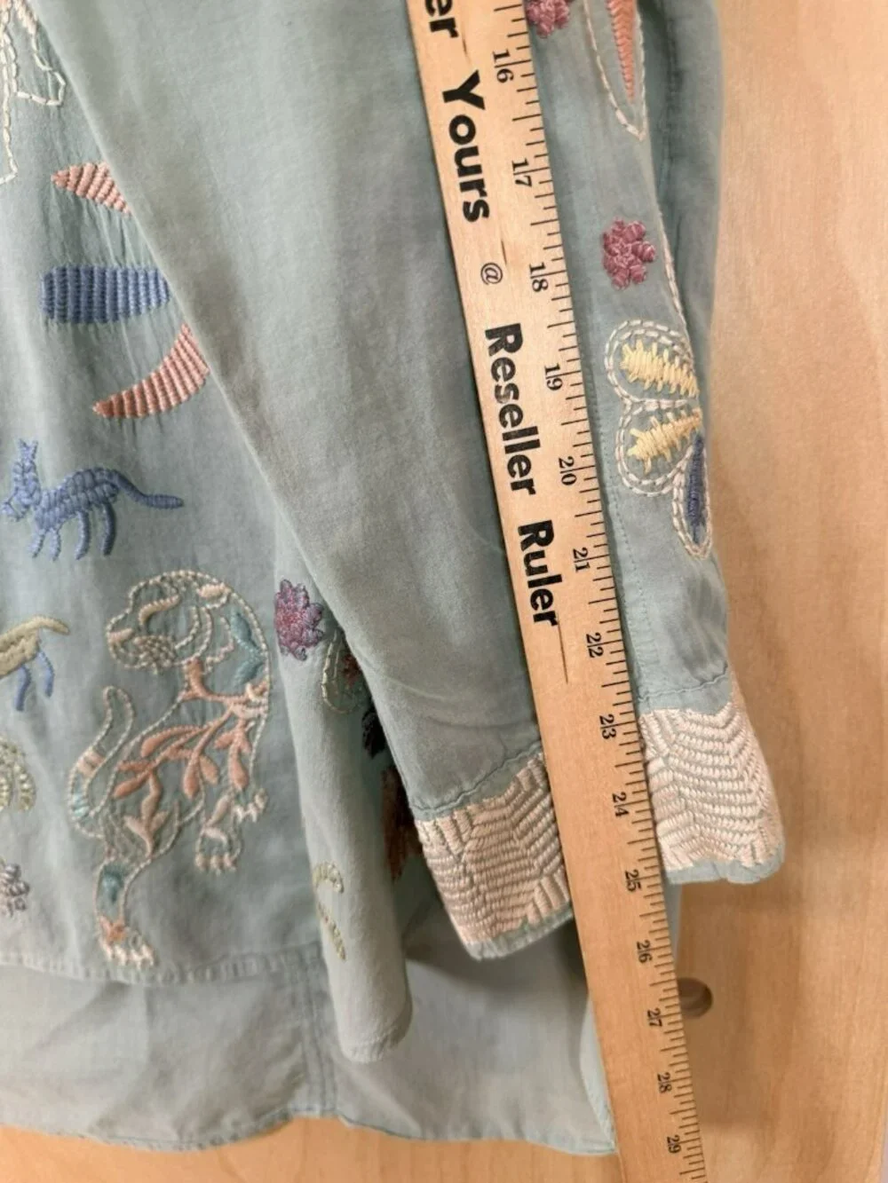 $205 Johnny Was Biya Cosimia Boho Chic Floral Jungle Button Down Mint Top XL - Picture 9 of 15